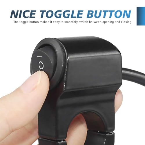 Motorcycle Handlebar Switch, Waterproof Aluminum Alloy Handlebar Light Switch, ON Off Switches for Driving Lights, Suitable 7/8" Handlebars for Motorcycles Dirt Bikes (Black)