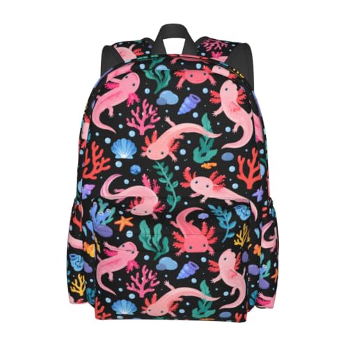 Axolotl Backpack Bookbag Laptop Backpacks Multipurpose Daypack for Boys Girls School Men Women Travel Hiking - color: Axolotl