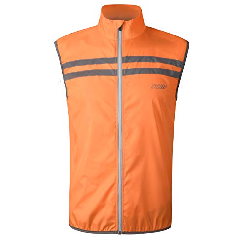 bpbtti Men's Hi-Viz Safety Running Cycling Vest Sleeveless Windbreaker vests- Windproof and Reflective - color: Orange, size: Large