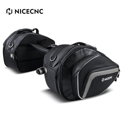 NICECNC Motorcycle Saddlebags, 50L Saddle Bags Motorcycles Throw Over Side Bags Compatible with Harley Honda Suzuki Yamaha Adventure Street Glide Dual Sport, silver - color: Silver