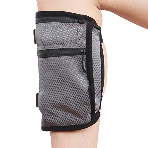 On The Calf/Leg Cell Phone Holder for Riders/Hikers, Interior Pocket Non-Slip Phone Holder Leg Pouch for All Phones, All Purpose Sport Bag Leg Band for Running, Walking, Equestrian, Gray - color: Gray