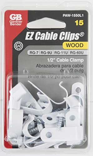 Gardner Bender PAW-1550L1 EZ Aluminum Cable Clips for Exterior Cables, ½", White