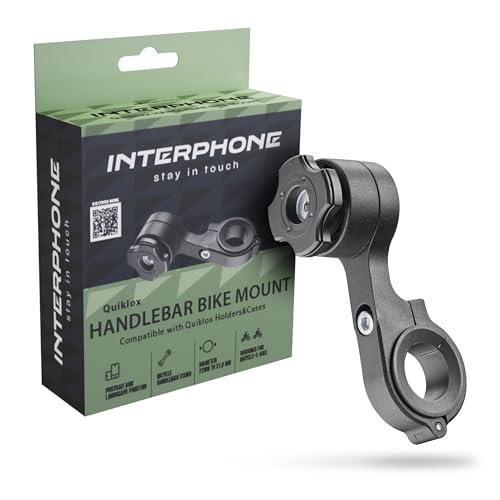 Interphone QUIKLOX Bicycle Mobile Phone Holder for Handlebar - Smartphone Holder for Road Bikes and Mountain Bikes - Bicycle Mount for Smartphone Compatible with Handlebars from 22 mm to 31.8 mm - style: bicycle phone holder