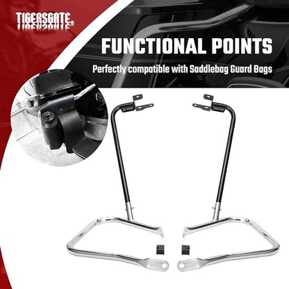 Chrome Rear Saddlebag Guards complete Kit for 2014-Later Harley Touring Street Road Glide Electra Glide Road King - color: hrome
