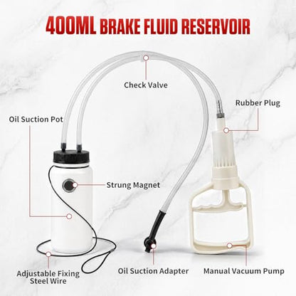 BELEY Motorcycle Brake Bleeder Kit, 400ML Brake Bleeder Bottle Kit One Way Check Valve Hose Bleeding Kit with 23.6 inch Hose for Motorcycle Brake System Repair Maintenance