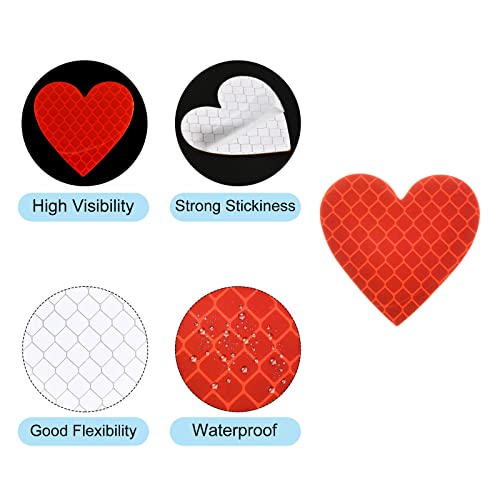 PATIKIL Reflective Stickers, 18 Pack 1.61 x 1.57 Inch Waterproof Adhesive High Visibility Night Caution Warning Heart Shape Safety Tape Reflector for Trucks Trailers Cars, Red - color: Red