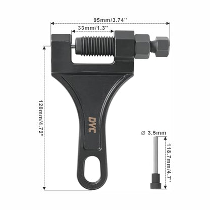 DYC Chain Breaker Tool 420-530 (Separate Pin Design) with 2 Replaceable Cutting Pins & Hex Key for 40/410/415/420/428/50/520/525/530 Roller Chains, Motorcycle ATV Mini Bike Dirt Bike Go Kart Bicycle - size: Chain Breaker 420-530