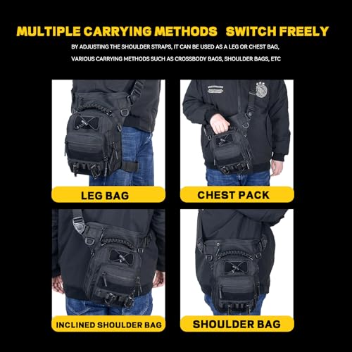 Tactical Drop Leg Bag with Concealed Carry Holster Motorcycle Thigh Pouch for Outdoor, Hiking & EDC Gear, Black - color: Black