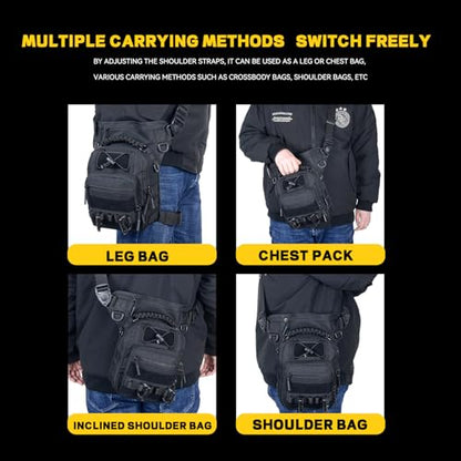 Tactical Drop Leg Bag with Concealed Carry Holster Motorcycle Thigh Pouch for Outdoor, Hiking & EDC Gear, Black - color: Black