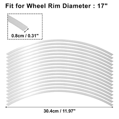X AUTOHAUX 16pcs Fit 17" Wheel Motorcycle Car Bike Wheel Rim Sticker Strips Reflective Stripe Tape Reflector Silver Tone - color: White