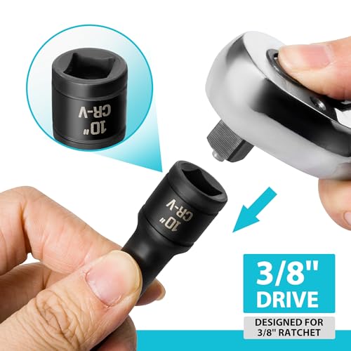 DURATECH 5/8" Swivel Magnetic Spark Plug Socket, 1MM Thin Wall Spark Plugs Socket with 12-Point, Enhanced Magnetic Head & Manganese Phosphate Coating, 3/8" Drive x 10" Total Length, Cr-V Steel Made - size: 5/8" x 3/8" x 10"