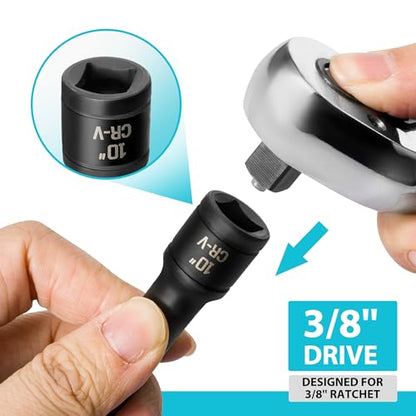 DURATECH 5/8" Swivel Magnetic Spark Plug Socket, 1MM Thin Wall Spark Plugs Socket with 12-Point, Enhanced Magnetic Head & Manganese Phosphate Coating, 3/8" Drive x 10" Total Length, Cr-V Steel Made - size: 5/8" x 3/8" x 10"
