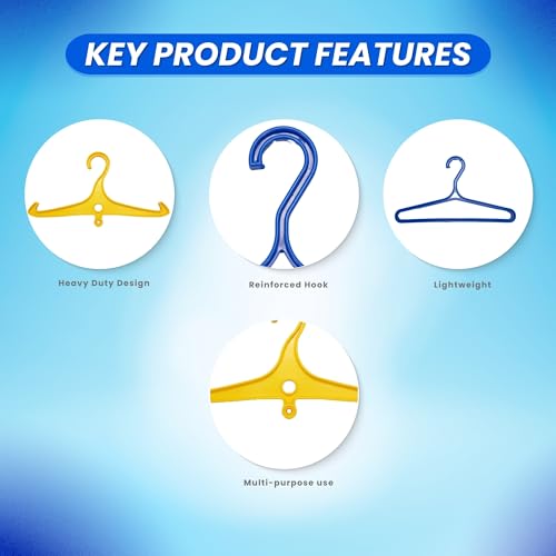 Scuba Choice Wetsuit & Drysuit Hanger – Heavy-Duty Hanger for BCD, Wetsuits & Scuba Gear Storage, Drying & Organization - color: Blue(wide Shoulder)+yellow(anti-slip)