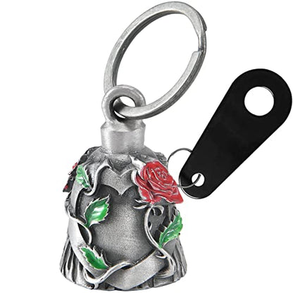 Dream Apparel Motorcycle Bell Guardian Angel Drive Away Gremlin, Biker Bell for Men Women Rider Riding, Good Luck Gift - color: Red Rose