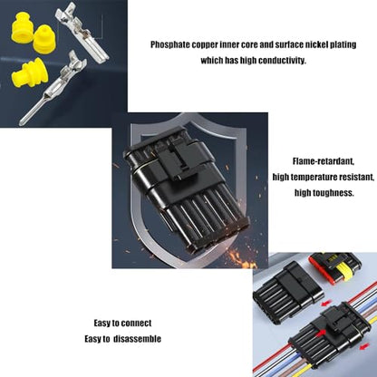 5Pin Connector,16AWG Way Car Waterproof Electrical Connector, Auto Electrical Wire Connectors Marine for Car, Truck, Boat, and Other Wire Connections.(5Pack) - size: 5pin connector--5pack