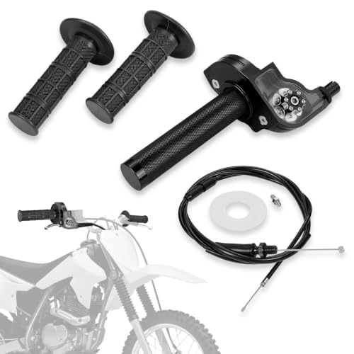 Motorcycle Twist Throttle 7/8" 22mm with Handle Grip Throttle Cable CNC Assembly Universal for CRF KLX SSR TTR DRZ CT200U 125 150 200 250cc Dirt Pit Bike ATV Mini Bike Black - color: black