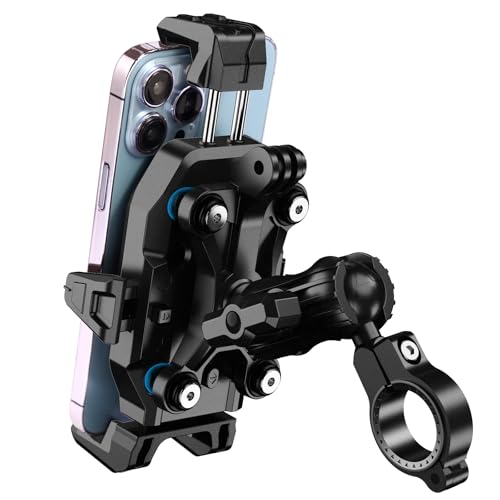 iMESTOU Motorcycle Phone Mount Anti-Vibration with 4 Shock Absorbers, Universal 22-32mm Handlebar Fit for Bikes/Motorcycles/EBikes, 720° Adjustable Heavy-Duty Phone Holder for 5.6”-7.4” Phones