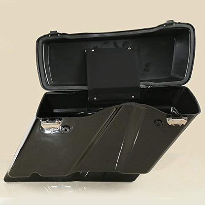 SLMOTO Saddle Bags, 5" Stretched Extended Hard Saddlebags Fit for Harley Touring 1993-2013 Road King Road Glide Street Glide Electra Glide Ultra-Classic FLT FLHT FLHTCU FLHRC Vivid Black - color: Vivid Black(Black Latches)