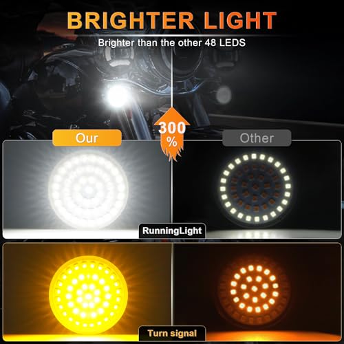 LivTee Extremely Bright Front Turn Signals & Running Switchback LED Lights Panel with 1157 Base Compatible for Harley Dyna Street Glide Road King, Motorcycle Accessories, White/Amber - color: Front - New