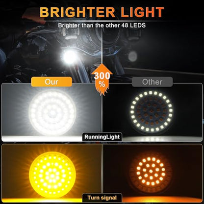 LivTee Extremely Bright Front Turn Signals & Running Switchback LED Lights Panel with 1157 Base Compatible for Harley Dyna Street Glide Road King, Motorcycle Accessories, White/Amber - color: Front - New