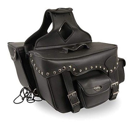 Milwaukee Leather Studded Throw-Over Motorcycle Saddlebags – Synthetic Leather – Universal Fit – Zip-Off - Large - color: SH66601ZB-BLACK, size: Large
