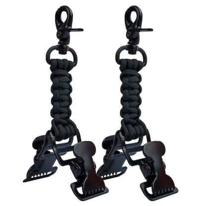 KUNN Double End Tactical Glove Clips Work Glove Holders Hardhat Holder for Heavy Duty Belt,Outdoor Backpack - color: Black-2pcs