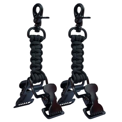 KUNN Double End Tactical Glove Clips Work Glove Holders Hardhat Holder for Heavy Duty Belt,Outdoor Backpack - color: Black-2pcs