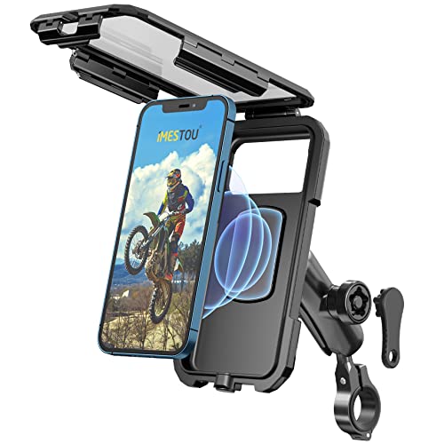 iMESTOU Waterproof Motorcycle Phone Mount IP67 with Wireless Qi/USB C 3.0 Charger, Anti-Theft Handlebar 1" Ball Phone Holder with Aluminum Mounting Base 720° Rotation for 3.5"-6.1" Smartphones(S) - size: S(For 3.5"-6.1" Phones)