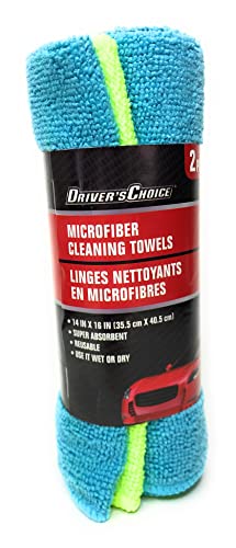 Driver's Choice Microfiber Cleaning Towels, 2 piece, 14in x 16in (35.5 cm x 40.5 cm)