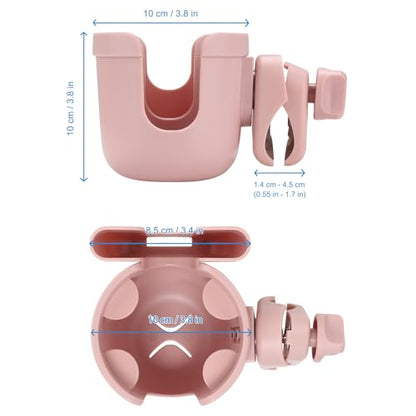 Accmor Stroller Cup Holder with Phone Holder, Bike Cup Holder, Universal Cup Holder for Uppababy Nuna Doona Strollers, 2-in-1 Cup Holder for Walker, Wheelchair, Scooter - color: All Light Pink