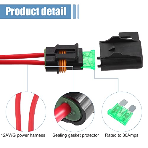 X AUTOHAUX 2 Set Inline Fuse Holder Waterproof Blade Style ATO/ATC Holder 30A 12A Gauge Wiring Harness with Cover for Automotive Marine