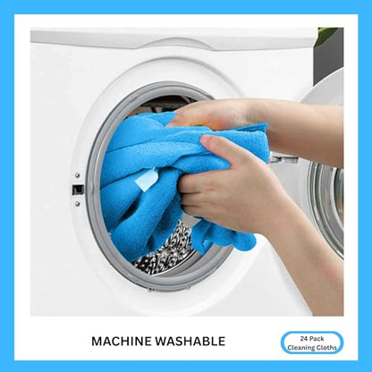 Microfiber Cleaning Cloth for Kitchen & households, Towels for Cars. (300gsm) (Pack of 24 Blue) - color: Blue