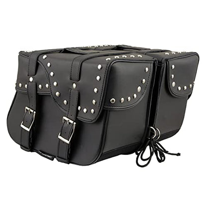 Milwaukee Leather Studded Throw-Over Motorcycle Saddlebags – Synthetic Leather – Universal Fit – Zip-Off - Large - color: SH645ZB-BLACK, size: Large