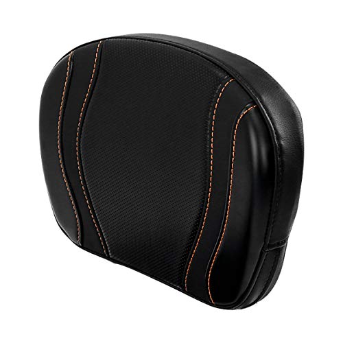 C.C. RIDER Classic Comfort Detachable Passenger Sissy Bar Backrest Pad Fit for Harley Touring Road King Street Glide Electra Glide FLTR 1994-2021 Softail 2018-2022 - color: Orange Stitching, size: Style E