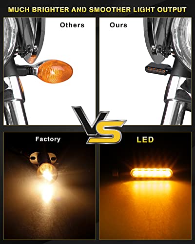 NTHREEAUTO Motorcycle LED Turn Signals Switchback Front Mini Blinkers Indicators Universal Compatible with Harley Honda Yamaha Suzuki Kawasaki Motorbike Scooter Quad Cruiser Off Road Touring - 2Pcs - color: amber/white