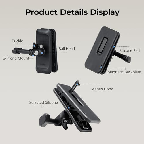 SMALLRIG Magnetic Backpack Strap Clip Mount for GoPro Hero 13/12/11/10, for DJI Osmo Nano Action 6/5 Pro/4/3/Pocket 3, for Insta360 X5/4/3/Ace Pro 2, with Ball Head Adapter Base Mantis Hook - 5722 - style: Backpack Clip Strap
