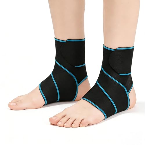 2-Pack Ankle Brace Wrap for Women Men Breathable Moisture-Wicking Fabric, Open Heel Design, One Size Fits All,Sprained Ankle Recovery, Plantar Fasciitis Relief,Sports & Daily Use