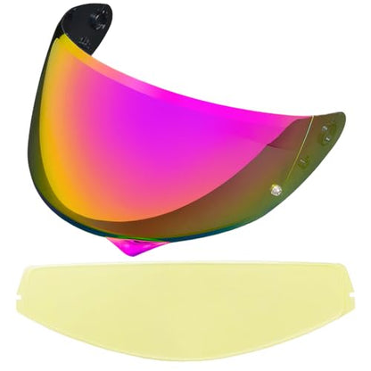 HJ-34P Helmet Visor Replacement for HJC C10.Motorcycle Helmet Shield UV Protection Compatible with HJC C10 (Revo Pink Gold+Anti Fog Film) - color: Anti Fog Film+revo Pink Gold