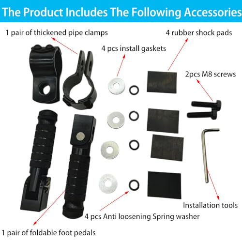 Motorcycle folding pedal, suitable for 1.18-1.35 inches (30-35mm) | Universal 90° foldable pedal bracket for motorcycle/bicycle. Fits 30-35mm (1.18-1.35") round frame bars. - size: Trumpet