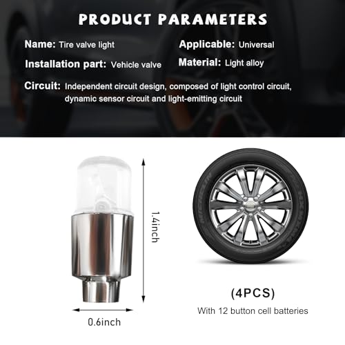 4 PCS LED Tire Valve Lights, Waterproof Light up Air Neon Bicycle Motorcycle Tyre Valve Flash Lights, Bike Truck Golf Cart Wheel Assemblies Lamp, Exterior Car Accessories (White) - color: White
