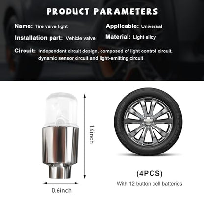 4 PCS LED Tire Valve Lights, Waterproof Light up Air Neon Bicycle Motorcycle Tyre Valve Flash Lights, Bike Truck Golf Cart Wheel Assemblies Lamp, Exterior Car Accessories (White) - color: White