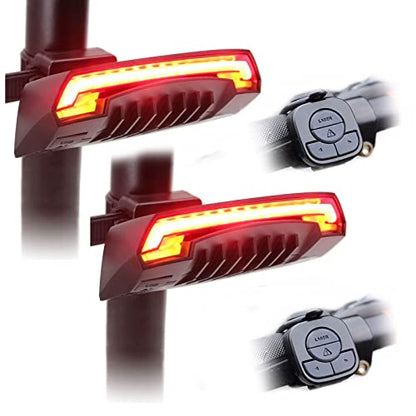MEILAN X5 Smart Bike Tail Light with Turn Signals and Automatic Brake Light Wireless Remote Control Bike Rear Light Back USB Rechargeable Safety Warning Cycling Light Fits on Any Road Bicycle - color: 2 Pack