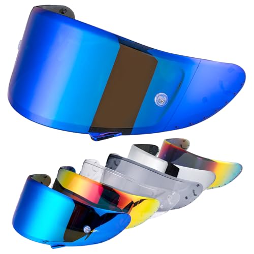 VCOROS Helmet Visor Replacement for X14, X-Spirit III,X-Spirit, RF-1200,CWR-1,RF-SR Helmet Visor Shield Accessories（Chrome Blue） - color: Chrome Blue
