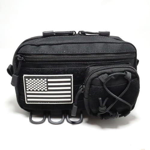 Tactical Molle Utility Pouch, Compact EDC Tool Pouch Bag Tactical Phone Pouches Medical EDC IFAK Pack Mini Waist Pouches - color: Black New