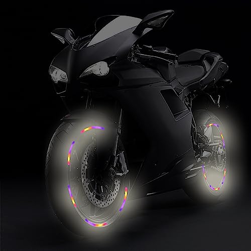 Bicycle Stickers Rainbow Car Decals Reflective Rim Tape for Bikes Pink Rims for Cars,Bike,Skateboard, Motorcycle Nighty Safety Warning Sticker (42 Pcs for Car Body) - style: 42 Pcs for Car Body
