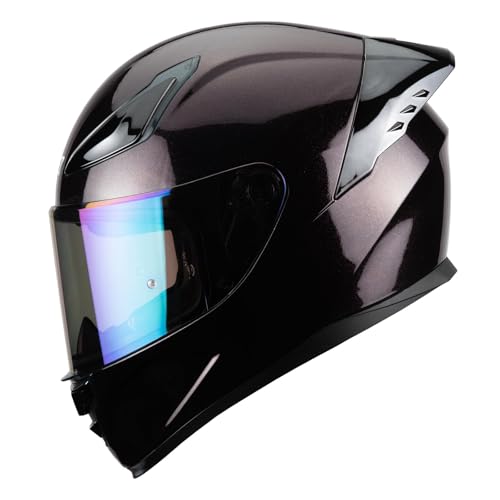 HAX Onix Full Face Motorcycle Helmets DOT Approved, Pinlock Ready & Intercom Slot , Motorbike Powersports Street Racing for Men Women（Midnight Purple, XXL) - color: Midnight Purple, size: XX-Large