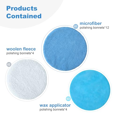 S SATC 5-6 Inch Car Polishing Bonnet Pads 20 PCS Microfiber Buffing Pads Fit Orbital Buffer for Car, Glass, Waxing - size: 5-6 Inch