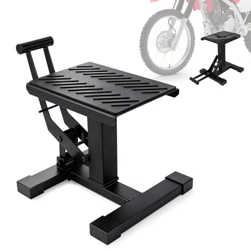 Dirt Bike Stand,600Lbs Capacity No Hydraulic Lift Jack Adjustable Hoist Table Heavy Duty Anti-Slip Lifting Stand for Dirt Pit Bike Motocross Enduro Motorcycle Repair&Maintenance-Black - color: Black