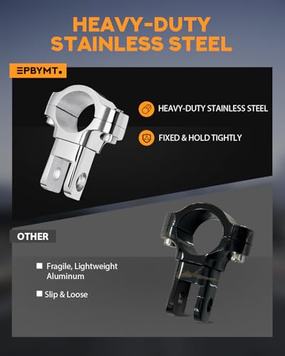 PBYMT Highway Footpegs, 1"&1.25" Highway Pegs Stainless Steel Aluminum Adjustable Fit for Harley Davidson Street Glide Road King Road Glide Softail Dyna 1-1/4" Engine Guard Style C Chrome Black - color: CHROME