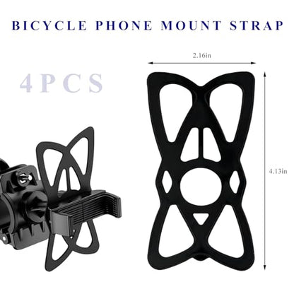 4 PCS Motorcycle Phone Mount Tether, Elastic Silicone Cellphone Holder X-Web Grip Security Band, Nonslip Smart Phone Handlebar Strap for Motorcycles Bikes Scooters - color: 4 PCS